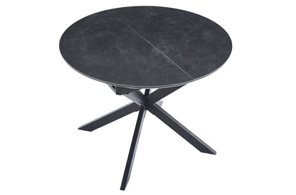 MESA COMEDOR REDONDA EXTENSIBLE POMPEYA 100/140 CM CERAMIC NEGRO / NEGRO