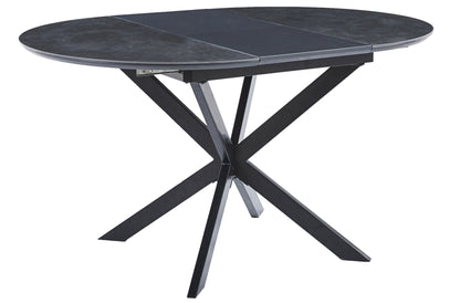 MESA COMEDOR REDONDA EXTENSIBLE POMPEYA 100/140 CM CERAMIC NEGRO / NEGRO