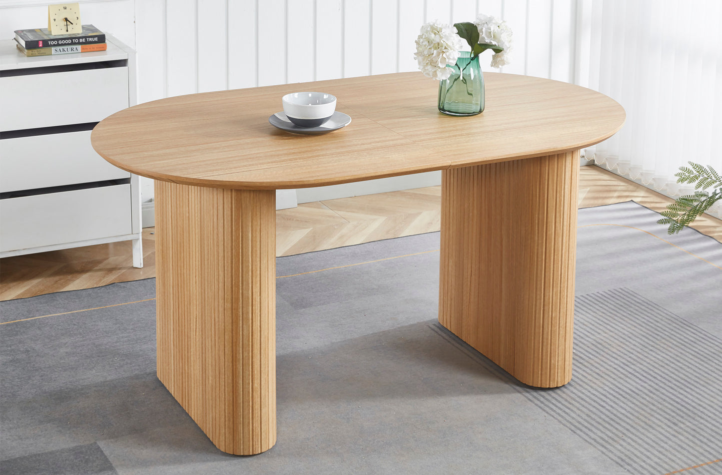 MESA COMEDOR OVAL EXTENSIBLE 150 - 190 - 230 CM PIETRA OAK.