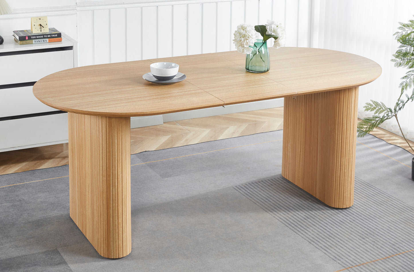 MESA COMEDOR OVAL EXTENSIBLE 150 - 190 - 230 CM PIETRA OAK.