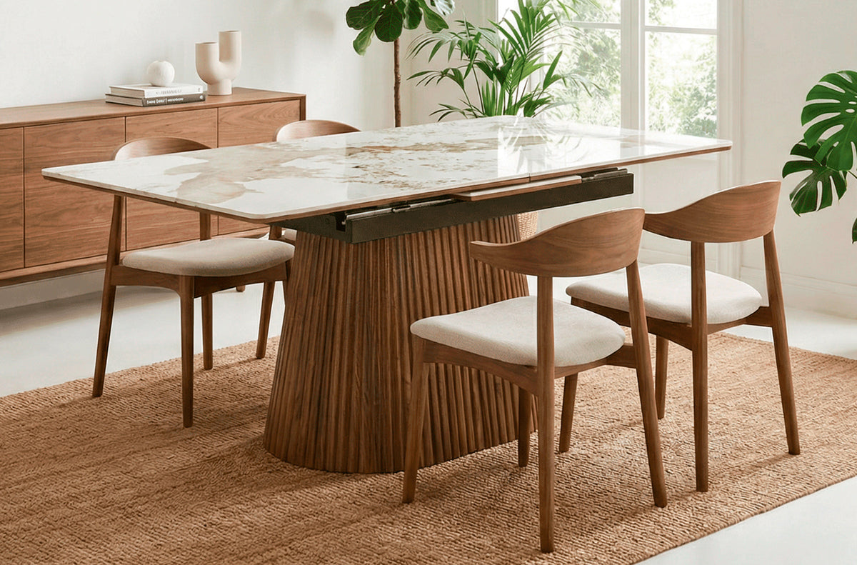 Mesa de Comedor Angelina Extensible 160 - 200 x 90 cm Nogal / Ceramic