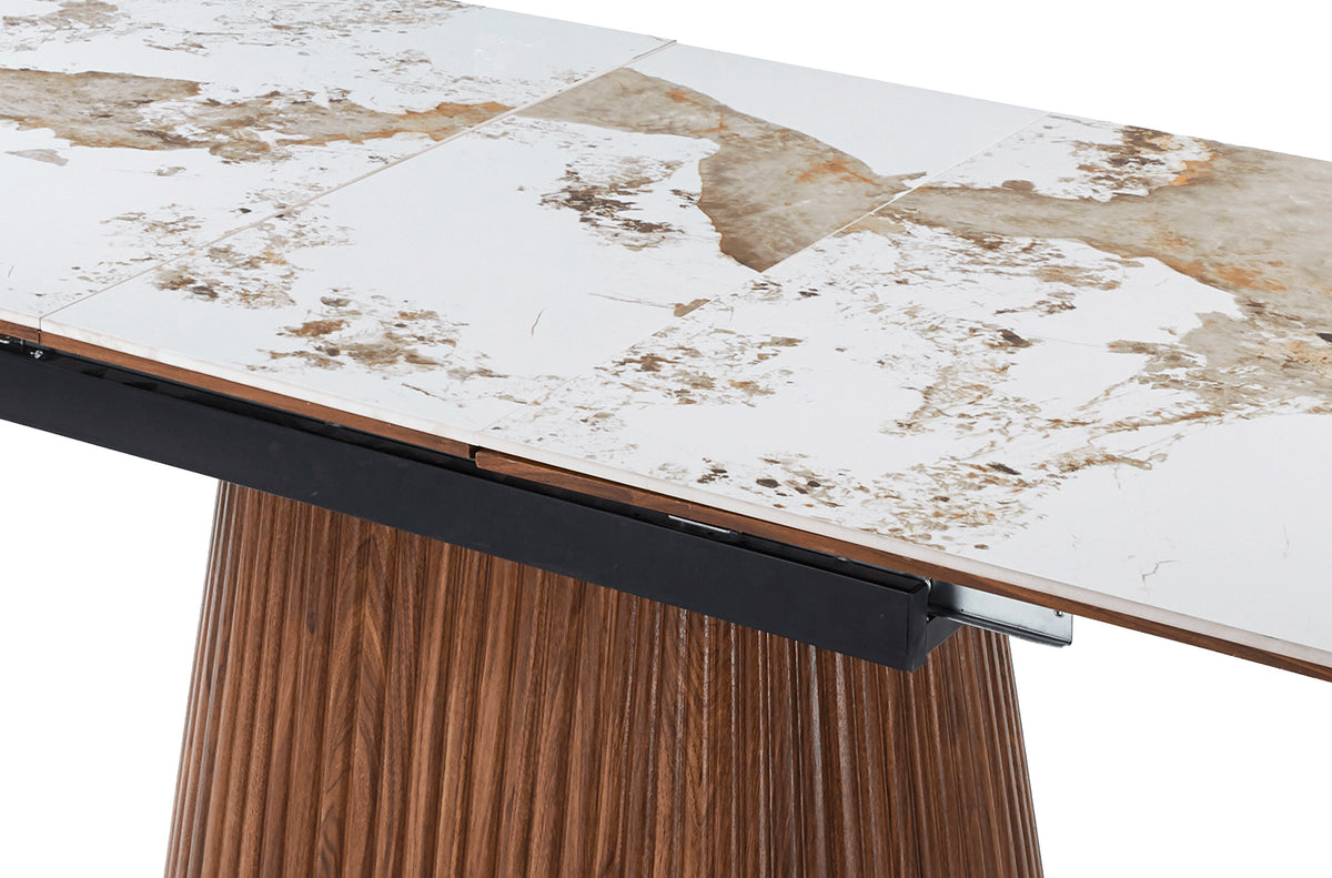 Mesa de Comedor Angelina Extensible 160 - 200 x 90 cm Nogal / Ceramic