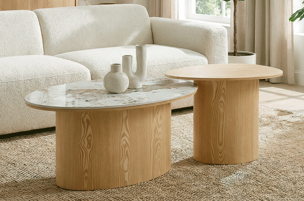 Conjunto Mesas Centro Ashley Oak / Ceramic