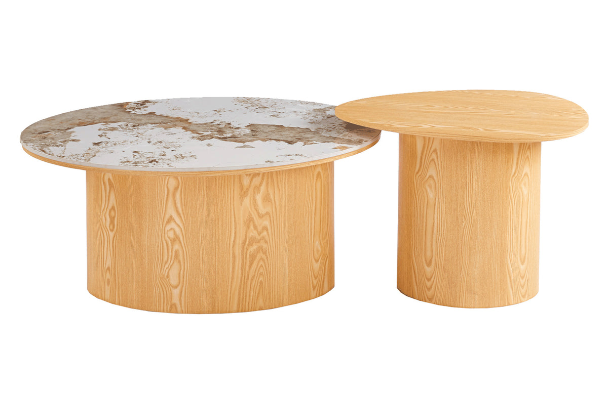 Conjunto Mesas Centro Ashley Oak / Ceramic