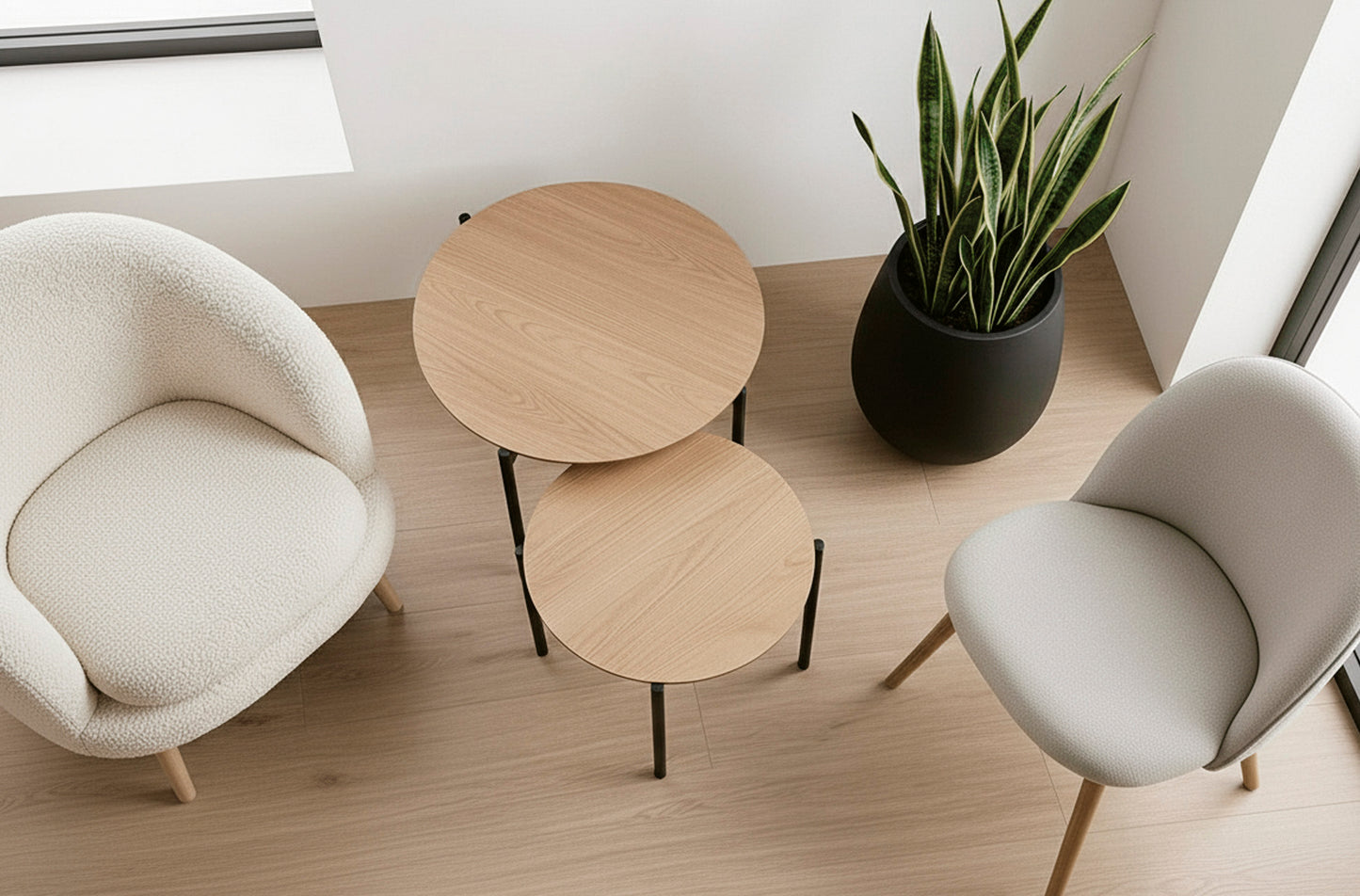 MESA CENTRO NIDO REDONDA SUCREAM OAK / NEGRO