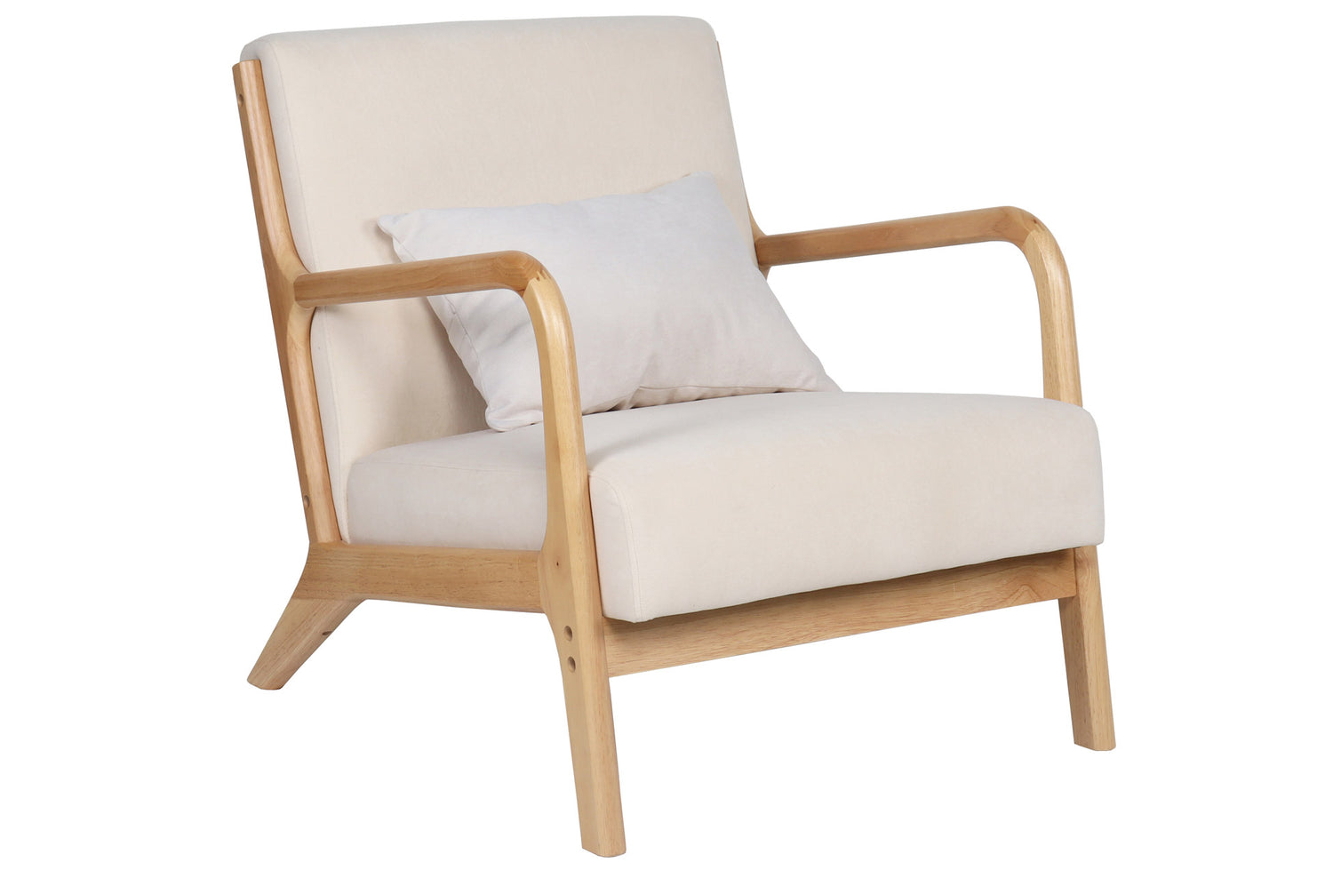 Butaca Atlas microfibra beige/madera - 65 cm