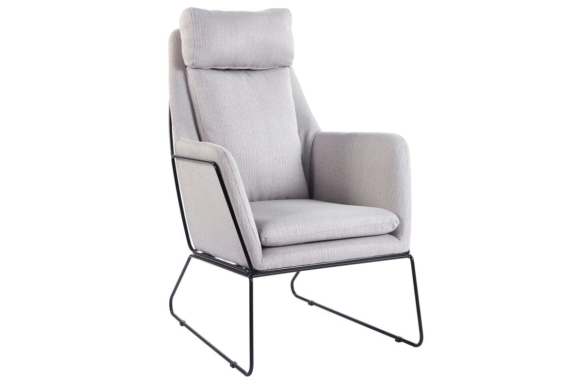 Butaca tapizada Sintra tejido beige - negro, 72 x 90 x 107 cm