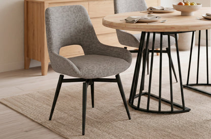 Silla de comedor giratoria Dara tejido gris (Pack 2 unidades)
