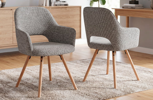 Silla de comedor giratoria Rimor tejido gris (Pack 2 unidades)