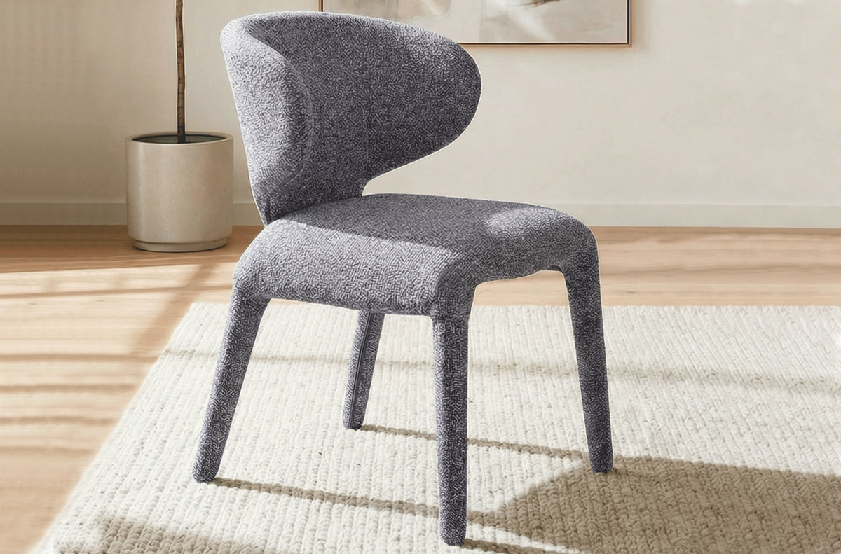 Silla Comedor Tapizada Teddy Tejido Leo Gris