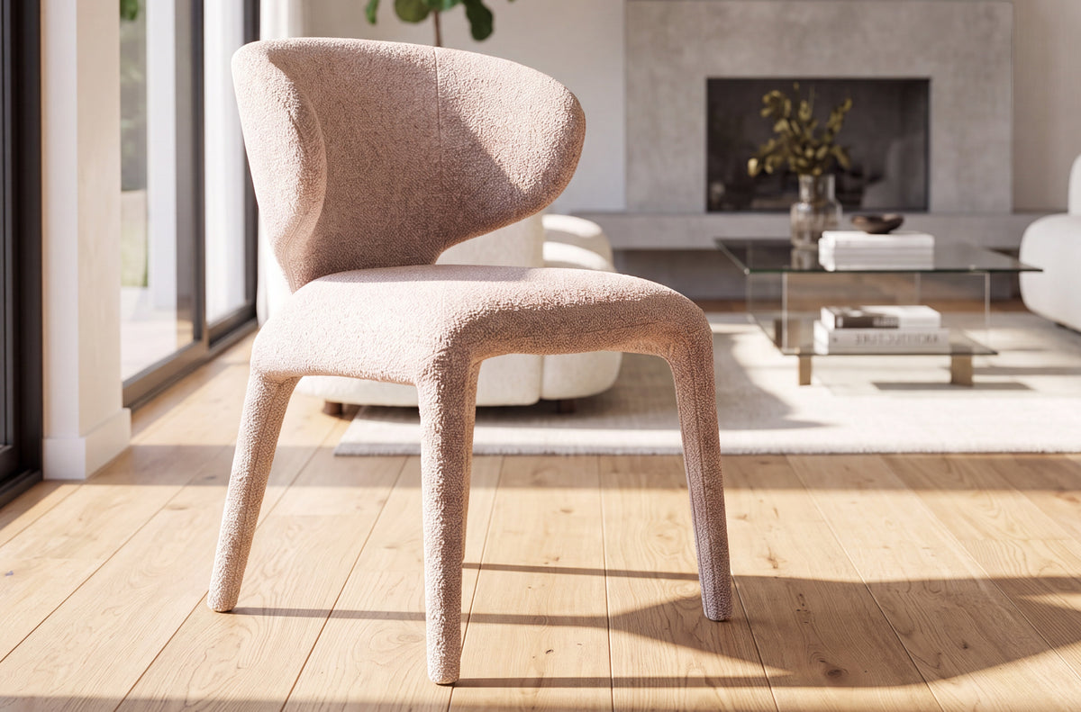 Silla Comedor Tapizada Teddy Tejido Leo Beige