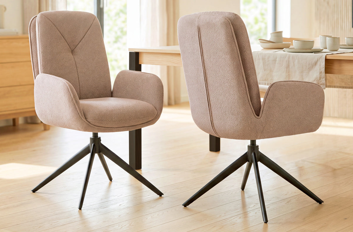 Silla Comedor Giratoria Feel Tejido Leo Beige