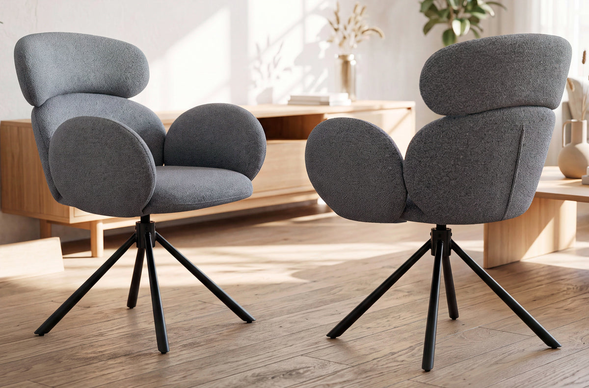 Silla Comedor Giratoria Love Tejido Leo Gris