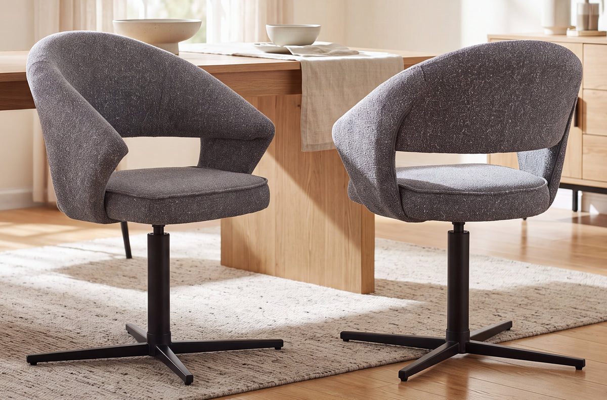 Silla Comedor Giratoria Stuttgart Tejido Leo Gris