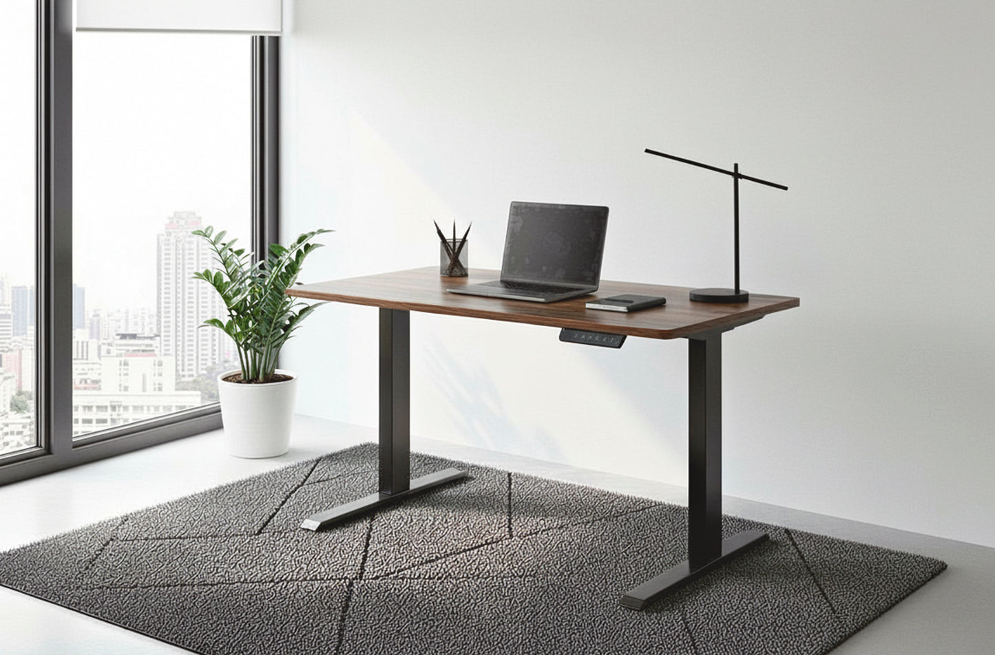 MESA ESTUDIO MOTORIZADA 120 x 60 CM NOGAL / NEGRO
