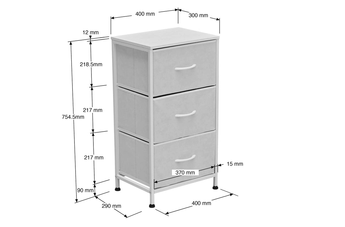 Organizador Metalico 3 Cubos 40 x 30 cm Blanco