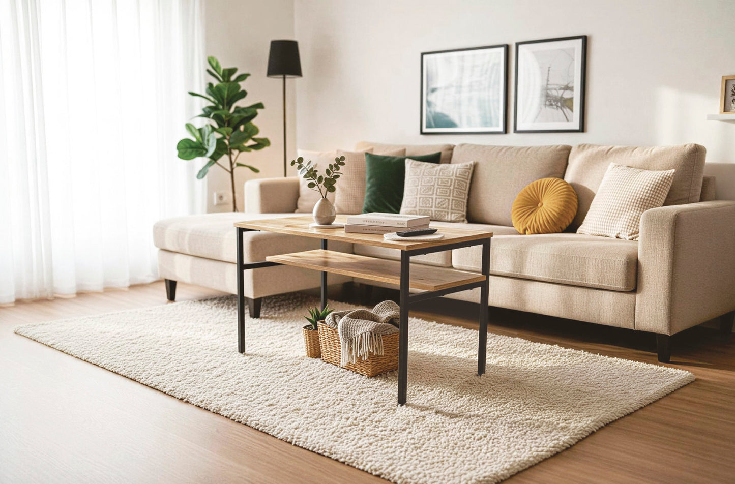 MESA CENTRO DECK 80 x 40 CM OAK / NEGRO