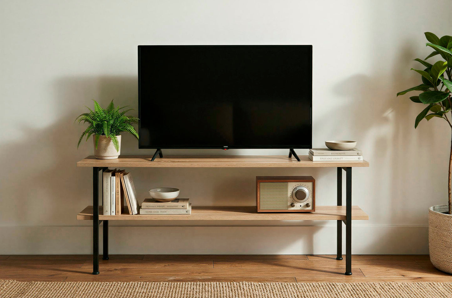 MESA AUXILIAR / TV DECK 120 x 30 CM OAK / NEGRO