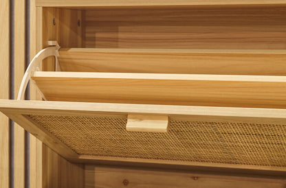 ZAPATERO DECOR 60 x 24 CM PINO / RATTAN