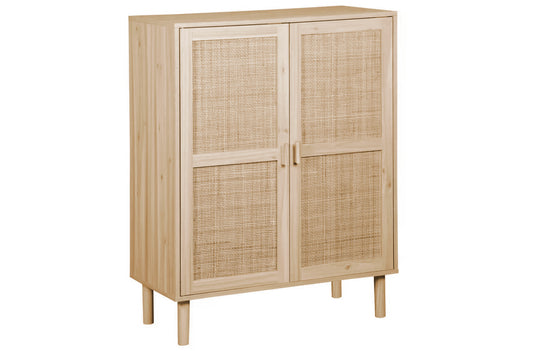 ARMARIO BAJO DÉCOR 80 x 40 CM PINO / RATTAN
