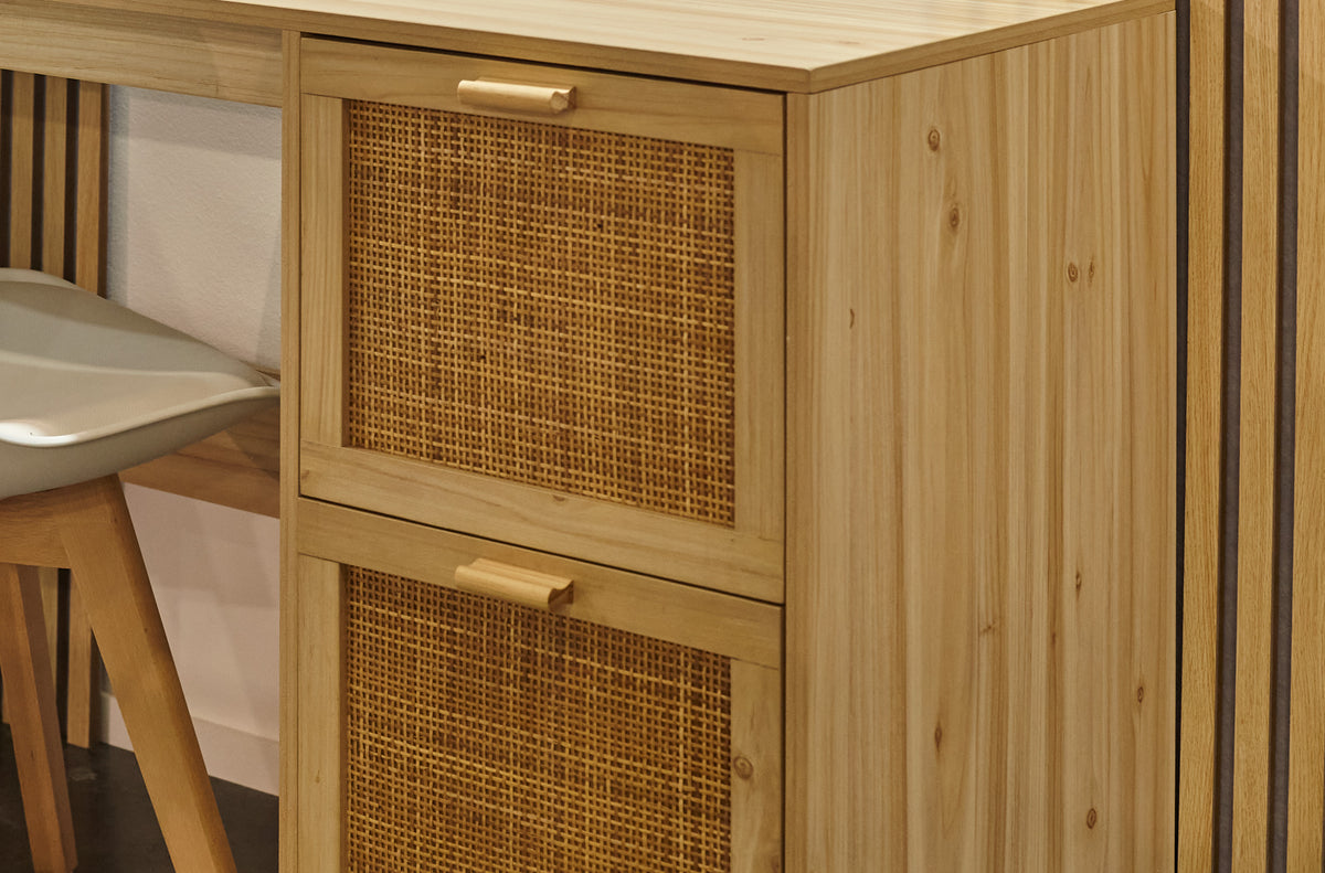 Mesa Estudio Décor 120 x 48 cm Pino / Rattan