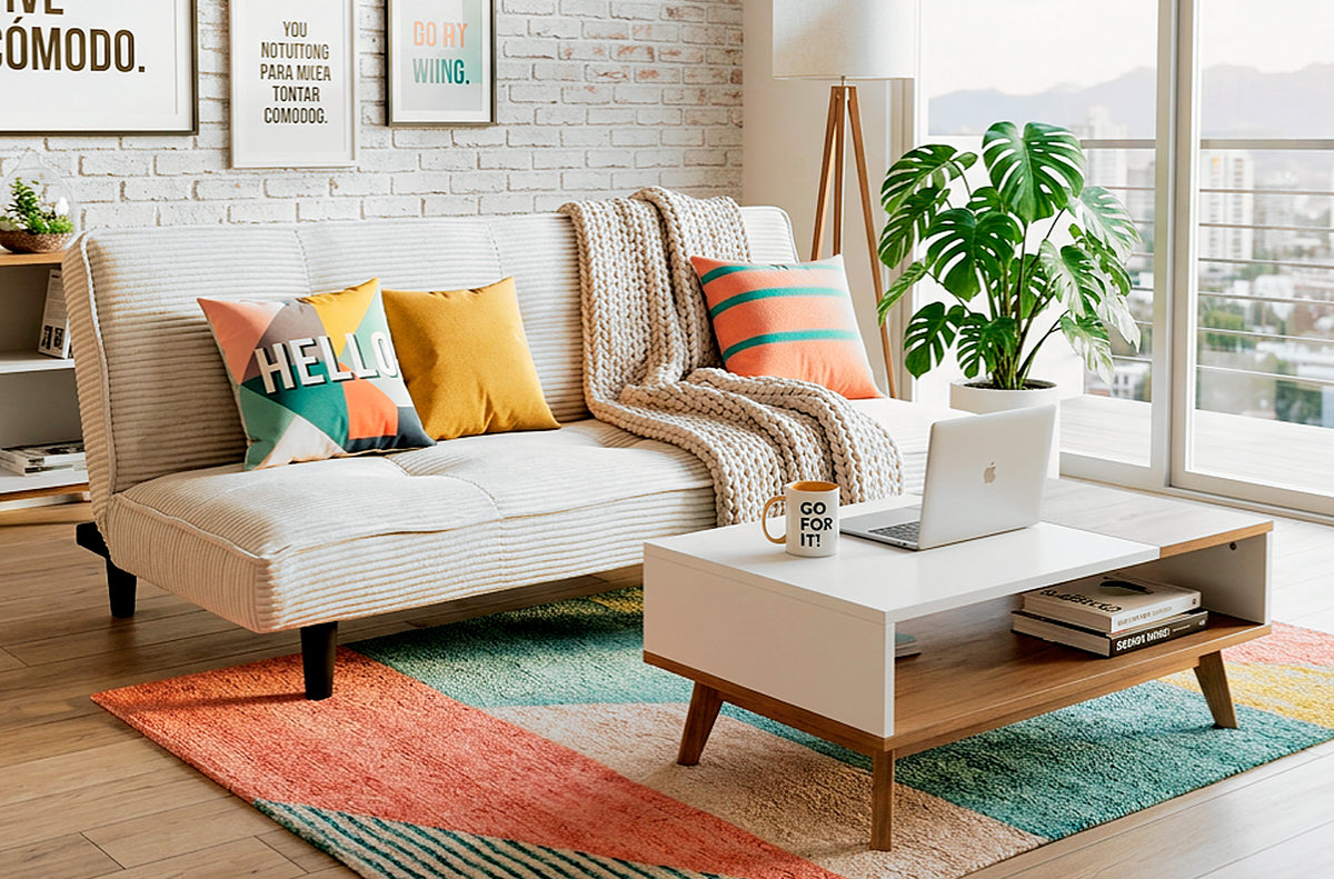 Sofa Cama Flash 105 x 180 cm Corduroy Crema