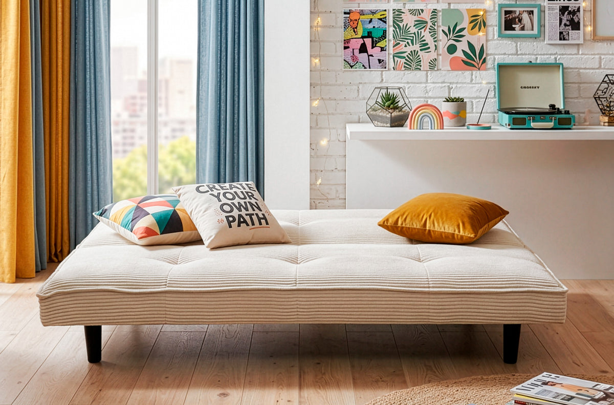 Sofa Cama Flash 105 x 180 cm Corduroy Crema