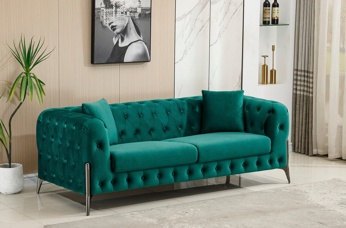 Sofa Chester Cindy 3 Plazas Velvet Verde
