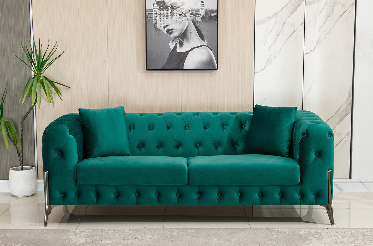 Sofa Chester Cindy 3 Plazas Velvet Verde