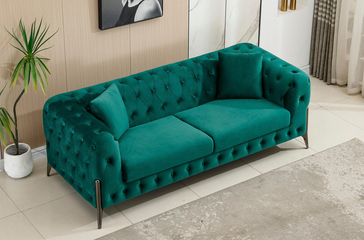 Sofa Chester Cindy 3 Plazas Velvet Verde