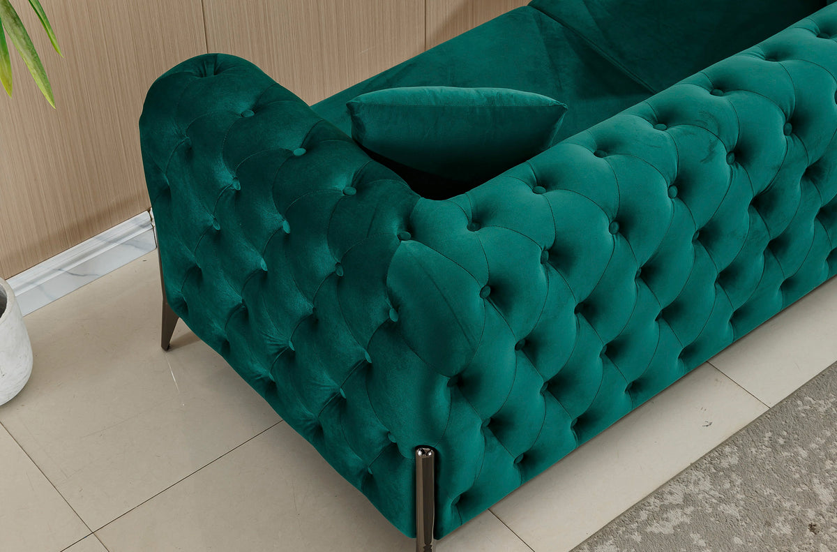 Sofa Chester Cindy 3 Plazas Velvet Verde