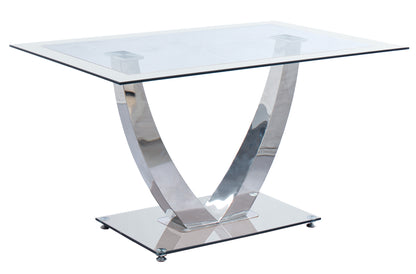 MESA COMEDOR MIAMI CRISTAL BLANCO / CROMO