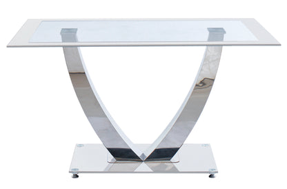 MESA COMEDOR MIAMI CRISTAL BLANCO / CROMO