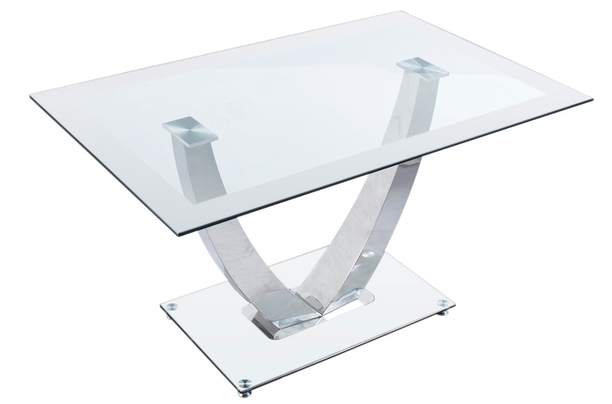 Mesa Fija Comedor Dubai Cristal Blanco / Cromo