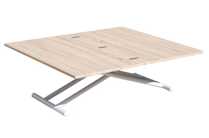 MESA CENTRO ELEVABLE Y EXTENSIBLE ARCO IRIS BLANCO / ROBLE 100 x 50 CM