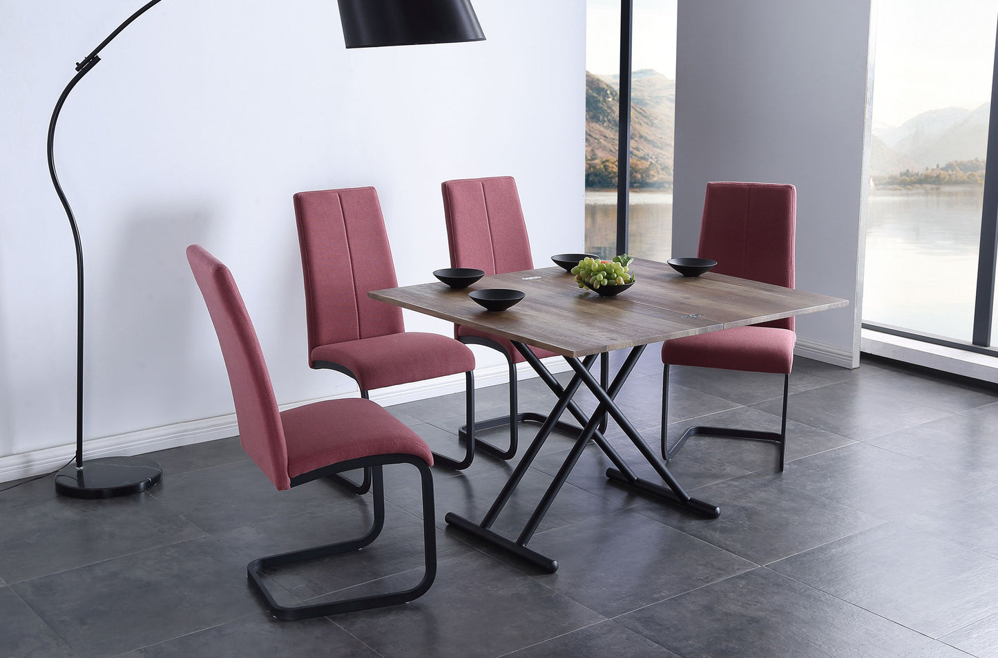 MESA CENTRO ELEVABLE Y EXTENSIBLE ARCO IRIS NOGAL / NEGRO 100 x 50 CM