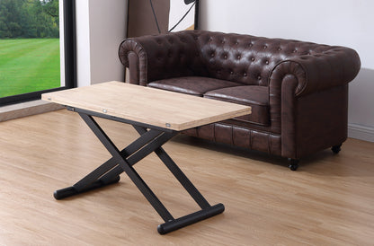MESA CENTRO ELEVABLE Y EXTENSIBLE OASIS 110 x 57 CM ROBLE NORDISH / NEGRO