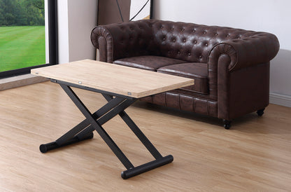MESA CENTRO ELEVABLE Y EXTENSIBLE NATURAL 110 x 57 CM ROBLE NORDISH / NEGRO.