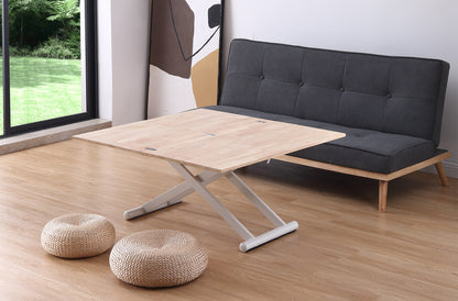 MESA CENTRO ELEVABLE Y EXTENSIBLE OASIS 110 X 57 CM ROBLE NORDISH / BLANCO