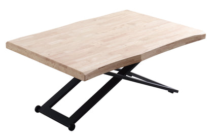 MESA CENTRO ELEVABLE NIEBLA 120 x 80 CM ROBLE NORDISH / NEGRO TAPA CON FORMA