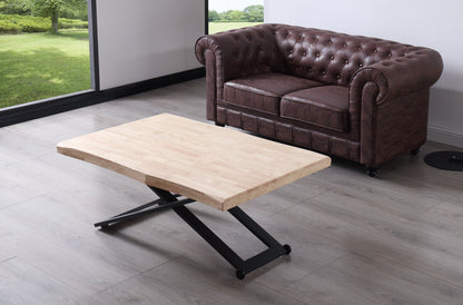MESA CENTRO ELEVABLE NIEBLA 120 x 80 CM ROBLE NORDISH / NEGRO TAPA CON FORMA