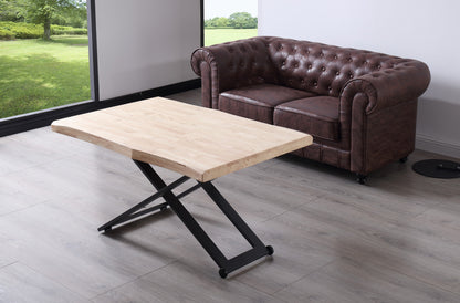 MESA CENTRO ELEVABLE NIEBLA 120 x 80 CM ROBLE NORDISH / NEGRO TAPA CON FORMA