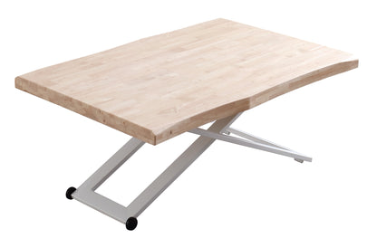 MESA CENTRO ELEVABLE NIEBLA 120 x 80 CM ROBLE NORDISH / BLANCO TAPA CON FORMA