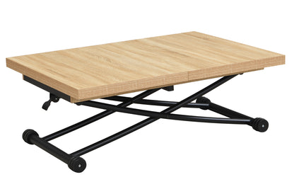 MESA CENTRO ELEVABLE Y EXTENSIBLE 100 - 130 - 160 CM TAYLOR OAK / NEGRO.