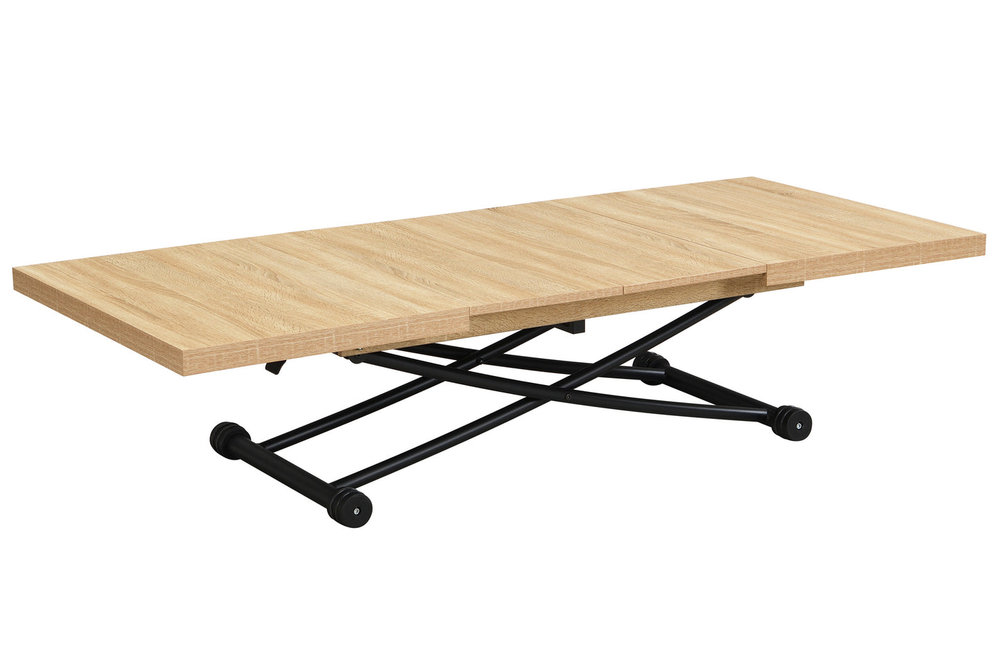 MESA CENTRO ELEVABLE Y EXTENSIBLE 100 - 130 - 160 CM TAYLOR OAK / NEGRO.