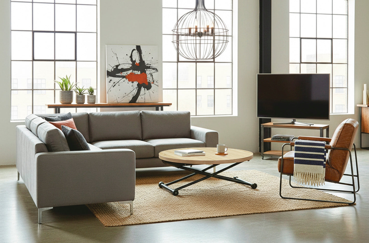 MESA CENTRO ELEVABLE Y EXTENSIBLE 100 - 140 CM GAGA OAK / NEGRO