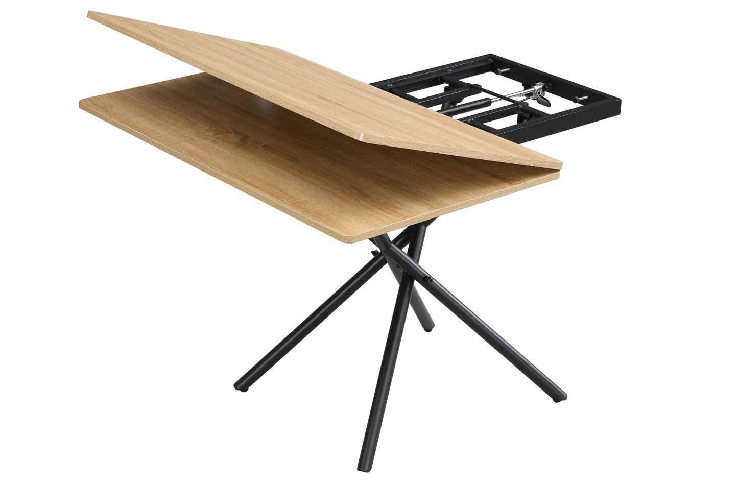 MESA CENTRO ELEVABLE Y EXTENSIBLE KATY 100 x 57 - 114 CM OAK / NEGRO