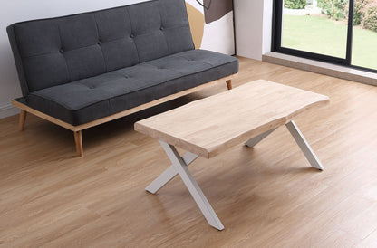 MESA CENTRO ELEVABLE NEBULOSA 120 x 66 CM TAPA CON FORMA ROBLE NORDISH  / BLANCO