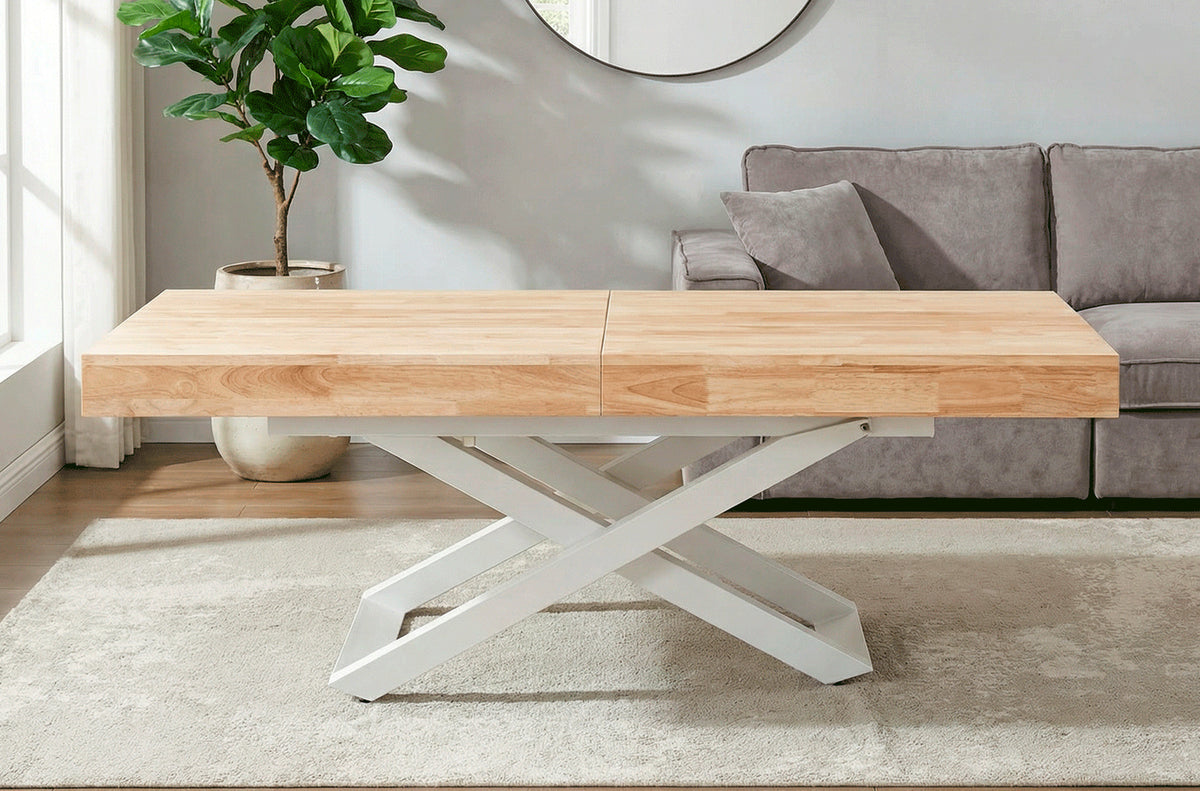 Mesa Elevable y Extensible Troya 160 - 200 - 240 x 90 cm Nordish / Blanco