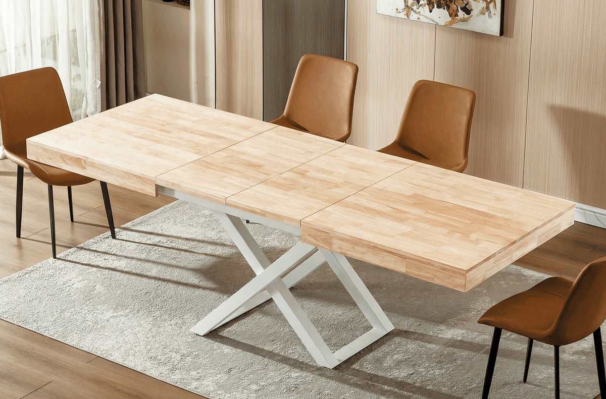Mesa Elevable y Extensible Troya 160 - 200 - 240 x 90 cm Nordish / Blanco